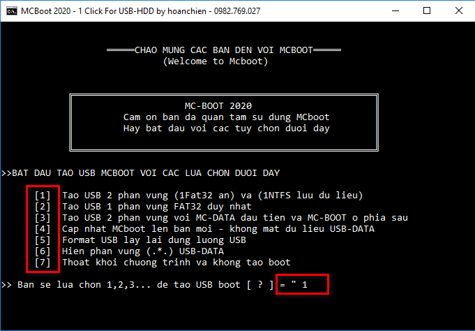 Bộ công cụ tạo USB-HDD boot - Hai chuẩn UEFI-MBR_v7.1 New