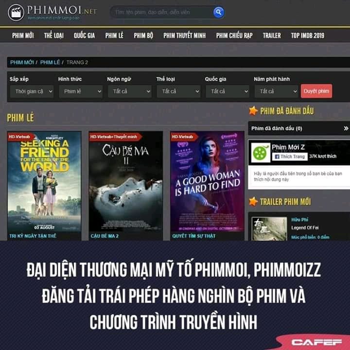 Phimmoi.net bị tố đăng tải trái phép hàng nghìn bộ phim